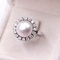 Vintage 14k White Gold Ring with Mabè Pearl and Diamonds, 1960s, Image 3