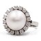 Vintage 14k White Gold Ring with Mabè Pearl and Diamonds, 1960s 1