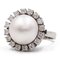 Vintage 14k White Gold Ring with Mabè Pearl and Diamonds, 1960s, Image 1