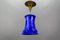 Blau emaillierte Mid-Century Hängelampe aus Eisen, 1960er 16