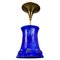 Lámpara colgante Mid-Century moderna de hierro esmaltado en azul, años 60, Imagen 1