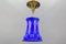 Lámpara colgante Mid-Century moderna de hierro esmaltado en azul, años 60, Imagen 13