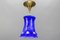 Blau emaillierte Mid-Century Hängelampe aus Eisen, 1960er 14