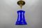 Lámpara colgante Mid-Century moderna de hierro esmaltado en azul, años 60, Imagen 2