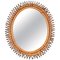 French Riviera Oval Mirror in Spiral Rattan, Wicker and Bamboo, Italy, 1960s 1