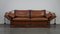 Cognac Cow Leather Castle Sofa and Armchairs, Set of 3 4