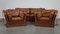 Cognac Cow Leather Castle Sofa and Armchairs, Set of 3 1