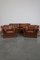 Cognac Cow Leather Castle Sofa and Armchairs, Set of 3 2