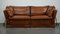 Cognac Cow Leather Castle Sofa and Armchairs, Set of 3 3