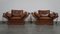 Cognac Cow Leather Castle Sofa and Armchairs, Set of 3, Image 16