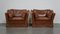 Cognac Cow Leather Castle Sofa and Armchairs, Set of 3, Image 15