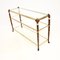 Vintage French Walnut and Brass Console Table, 1960s 3