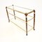 Vintage French Walnut and Brass Console Table, 1960s, Image 3