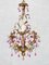 Maison Bagues Style Chandelier with Porcelain Roses and Pink Drops, 1960, Image 1
