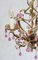 Maison Bagues Style Chandelier with Porcelain Roses and Pink Drops, 1960 4