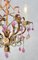 Maison Bagues Style Chandelier with Porcelain Roses and Pink Drops, 1960 8