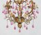 Maison Bagues Style Chandelier with Porcelain Roses and Pink Drops, 1960, Image 2