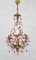 Maison Bagues Style Chandelier with Porcelain Roses and Pink Drops, 1960 7