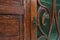 Art Nouveau Cabinet in Oak with Green Glass Door and Floral Decoration, France, 1910s 13