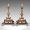 Antique French Table Lamp Bases in Gilt Metal & Marble, 1890s, Set of 2 1