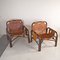 Fauteuils en Cuir et Bambou par Tito Agnoli, 1960s, Set de 2 1