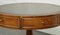 Vintage Yew Wood Drum Side Table with Green Leather Top 7