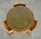 Vintage Yew Wood Drum Side Table with Green Leather Top, Image 9