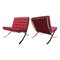 Bauhaus Red Barcelona Lounge Chair by Ludwig Mies Van Der Rohe for Knoll, 1972, Set of 2 3