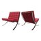 Bauhaus Red Barcelona Lounge Chair by Ludwig Mies Van Der Rohe for Knoll, 1972, Set of 2, Image 3