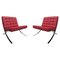 Bauhaus Red Barcelona Lounge Chair by Ludwig Mies Van Der Rohe for Knoll, 1972, Set of 2 1