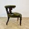 Antique English Green Leather Library Armchair, Image 3
