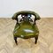 Antique English Green Leather Library Armchair 8