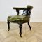 Antique English Green Leather Library Armchair, Image 15