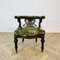 Antique English Green Leather Library Armchair, Image 1