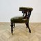 Antique English Green Leather Library Armchair, Image 4