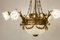 Art Nouveau Chandelier with 9 Lights in Brass and Crystals, Italy, 1920s 3