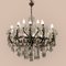 Large Crystal Murano Glass and Bronze 18-Light Chandelier, 1960s 2