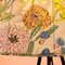 Lampada da terra tripode con un notevole paralume floreale Germania, anni '50, Immagine 5