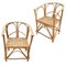 Mid-Century Spanish Wood and Wicker Armchairs, Set of 2 1