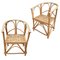 Mid-Century Spanish Wood and Wicker Armchairs, Set of 2, Image 1