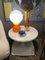 Vintage Space Age Orange Opaline Table Lamp Light with White Glass Ball, 1960s 4