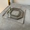 Moderne Italienische Quadratische Dose aus klarem Acrylglas & versilberter Platte, 1980er 2