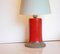 Lámpara de mesa escandinava Mid-Century de cerámica de arte moderno en rojo brillante de Thomas Hellström para Nittsjö, Suecia, años 70, Imagen 3
