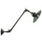 Vintage French Industrial Green Enamel 3-Arm Machinist Wall Light in Brass, Image 7