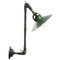 Vintage French Industrial Green Enamel 3-Arm Machinist Wall Light in Brass 1