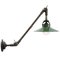 Vintage French Industrial Green Enamel 3-Arm Machinist Wall Light in Brass 3