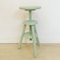 Wooden Aquamarine Adjustable Swivel Stool, France, 1970s, Image 1