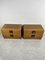 Mid-Century Minimalist Swedish Wood and Brass Nightstands with Drawers, 1960s, Set of 2 1