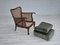 Butacas danesas de terciopelo, fresno y malla para muebles, años 50. Juego de 2, Imagen 9