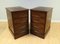 Brown Filing Cabinets with Green Gold Leaf Leather Top, Set of 2 2